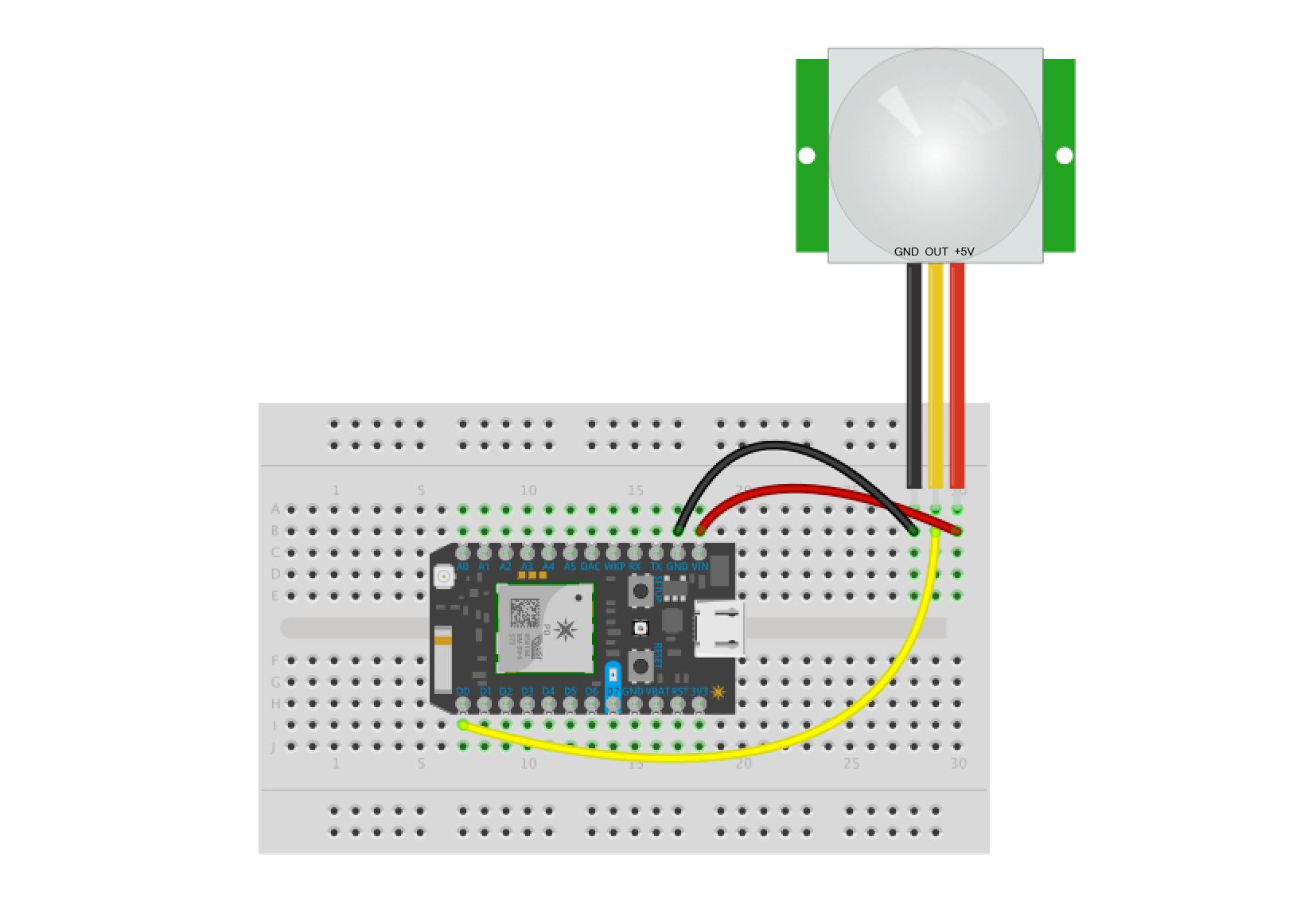 Connecting a PIR sensor to a Particle Photon
