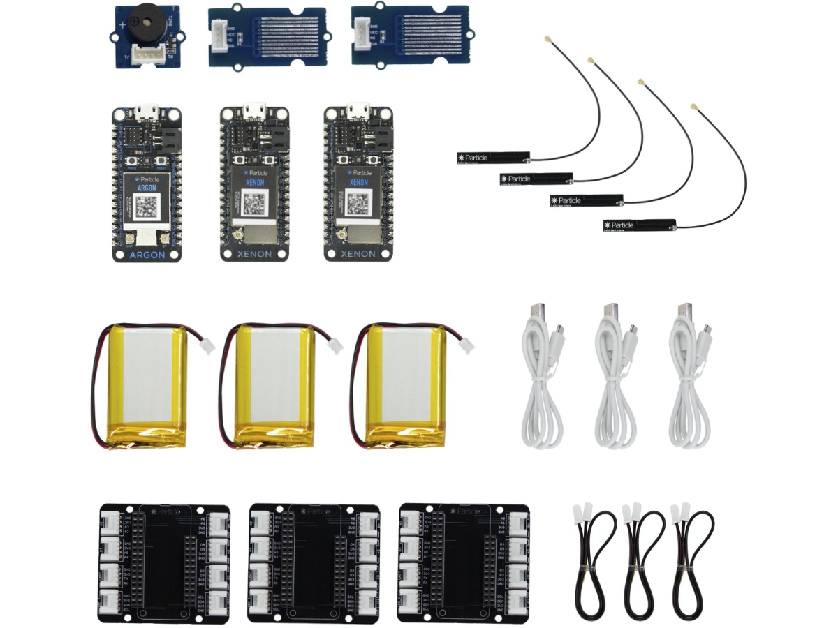 The Particle Leak Detection Kit's contents knolled on a white background