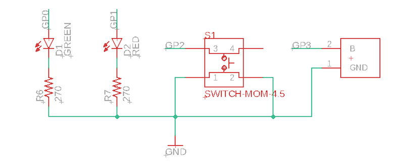 LEDs, switch, buzzer