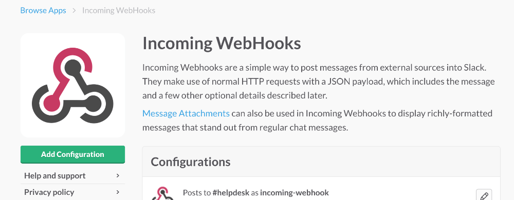 Add a new Slack webhook