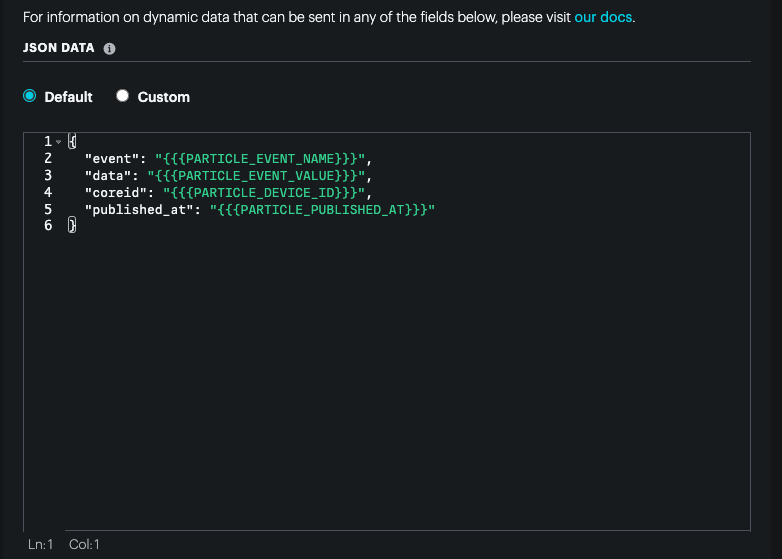 JSON body settings