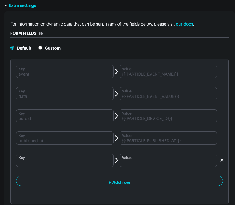 Web form body settings