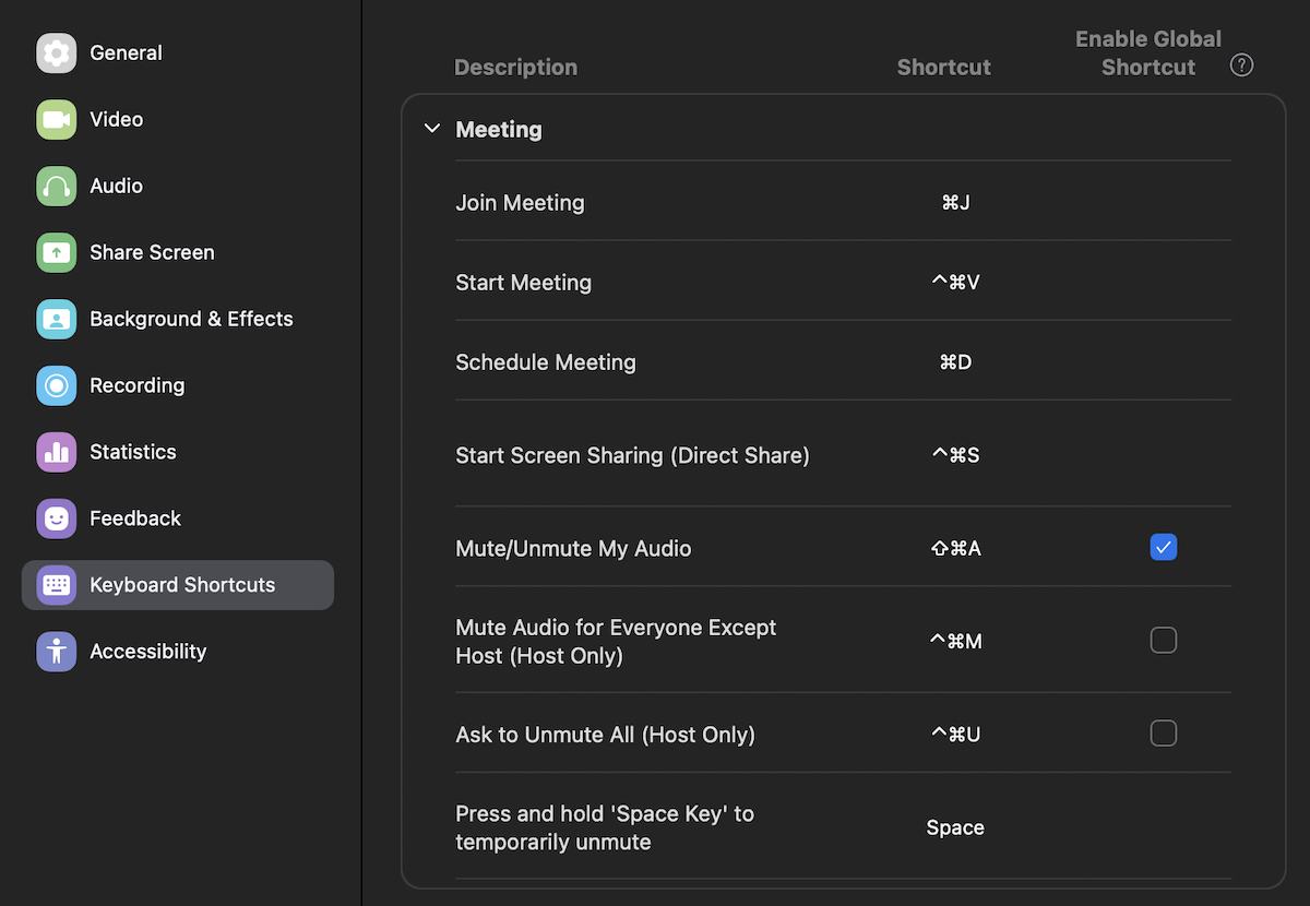 Keyboard shortcuts