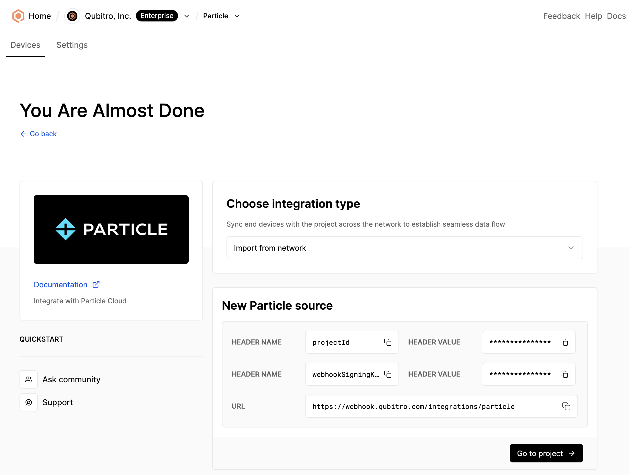 Qubitro Integrations Particle
