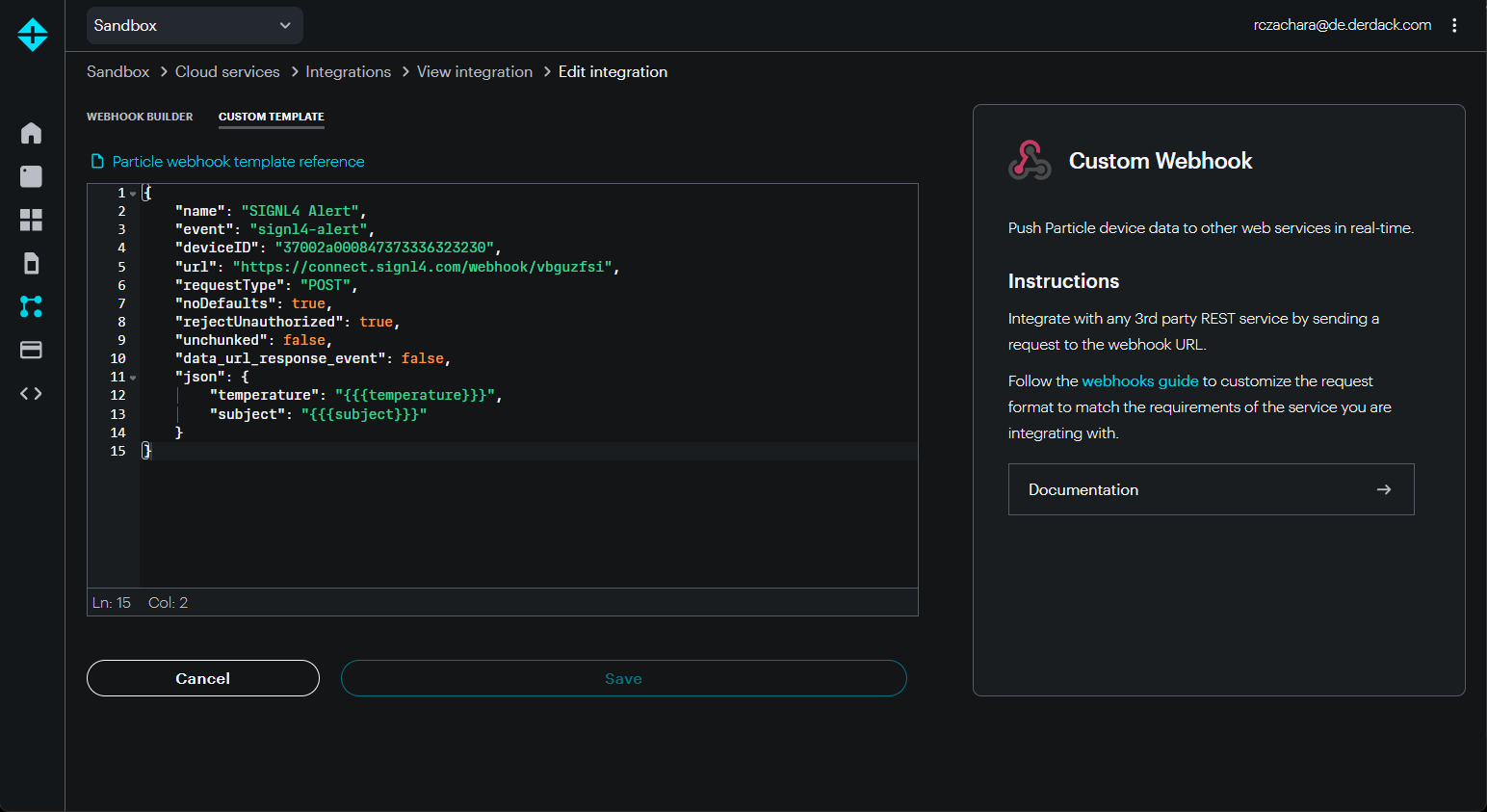 Particle Webhook 2