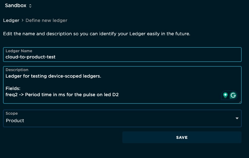 Product ledger form