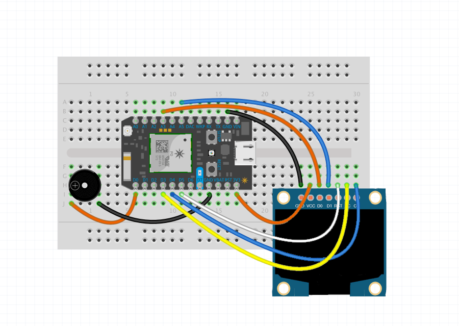 Fritzing diagram - how to hook up the Particle Photon to the Maker Kit LED screen