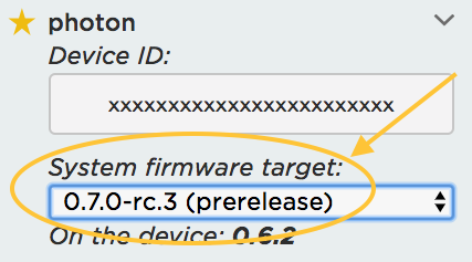 Select newer version of Device OS in the IDE