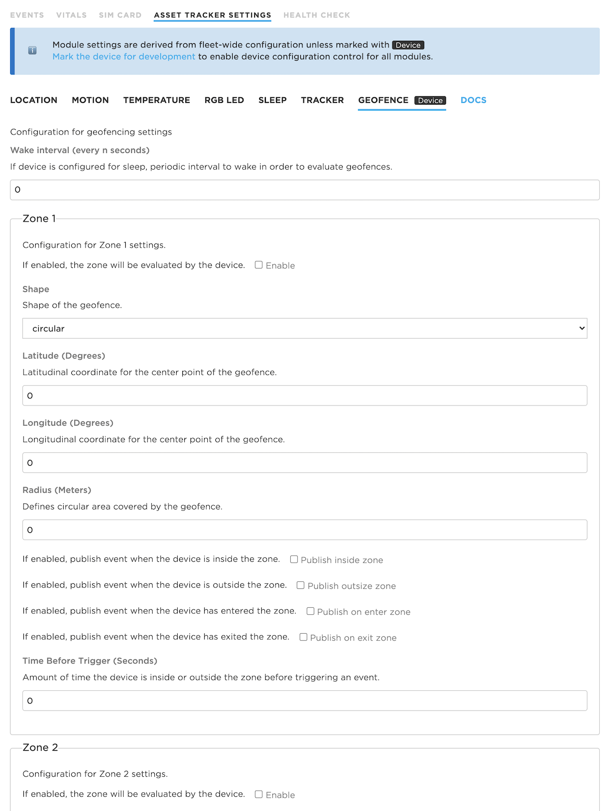 Geofence Settings