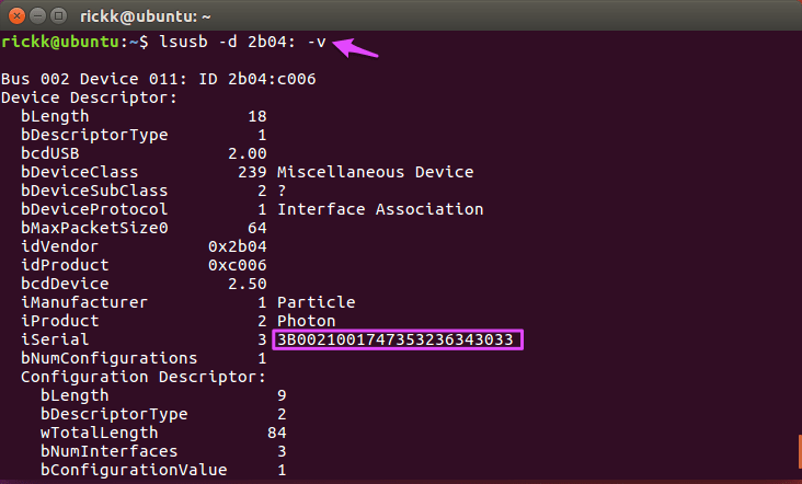 USB Serial Number - Linux