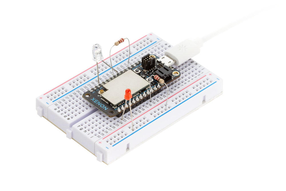 Image of the Xenon in a breadboard