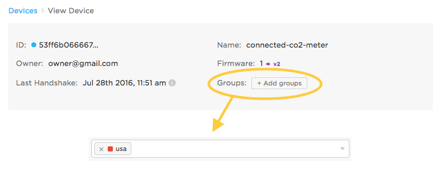 Assign group to device